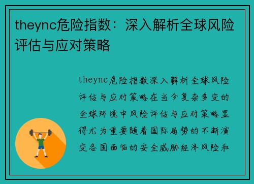 theync危险指数：深入解析全球风险评估与应对策略